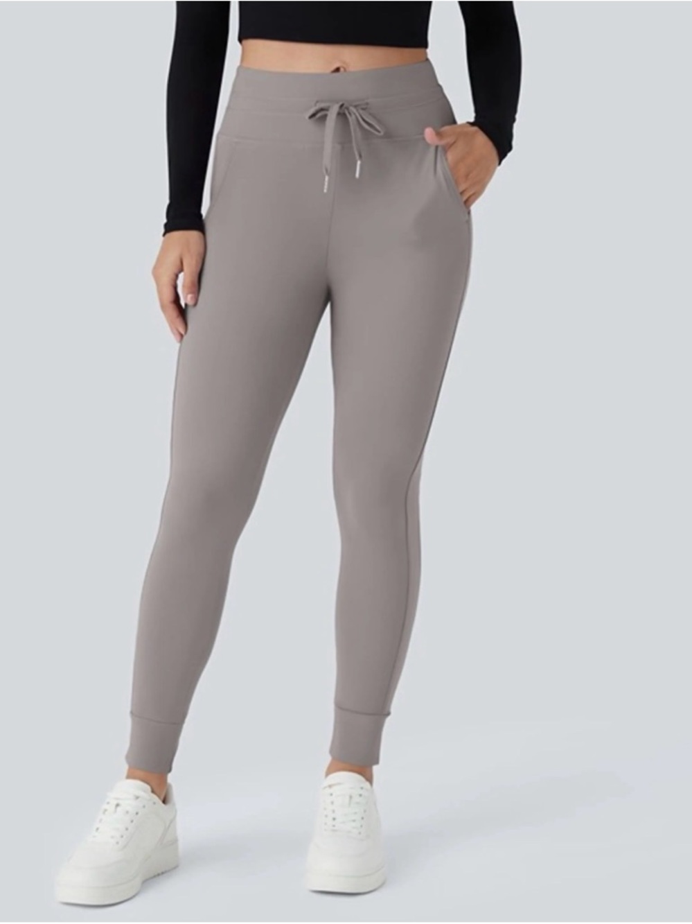 Halara Jogger Pants Gray Drawstring Pockets Women's Size M Activewear